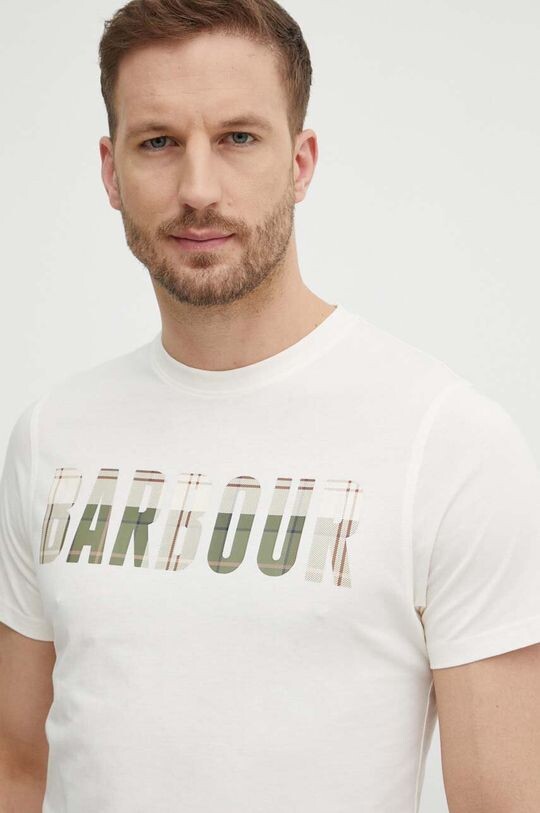 Хлопковая футболка Barbour, бежевый