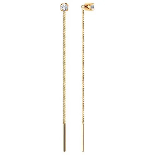 Серьги цепочки SOKOLOV 020609, красное золото, 585 проба, фианит