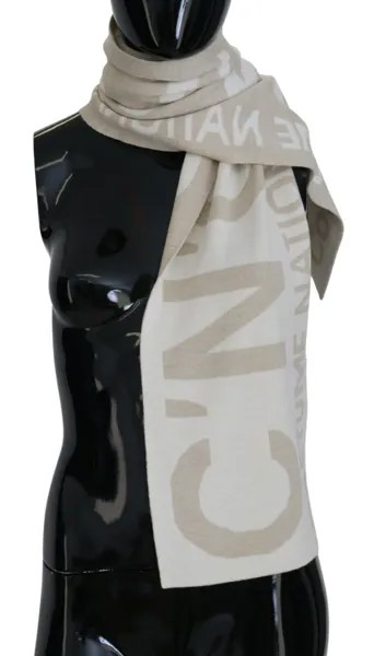 Шарф CNC COSTUME NATIONAL Бежево-белый логотип с логотипом Теплая шаль 180смx27см $500