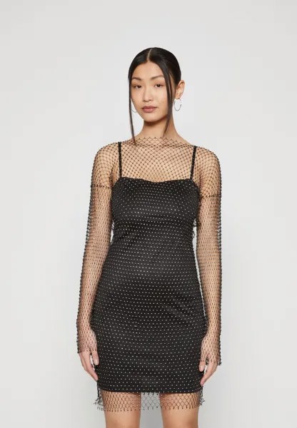 Платье из джерси NET RHINESTONE DRESS Gina Tricot, цвет black
