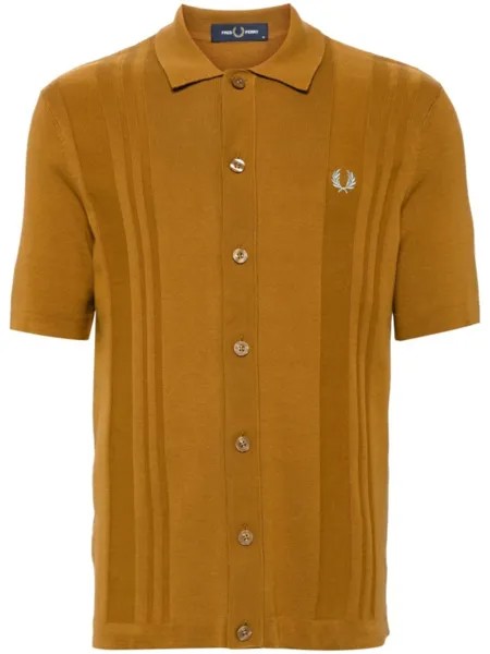 Fred Perry хлопковая рубашка с вышитым логотипом, коричневый