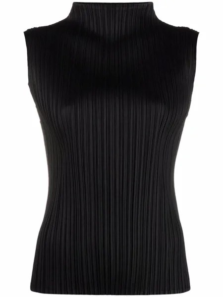 Pleats Please Issey Miyake плиссированная блузка с высоким воротником