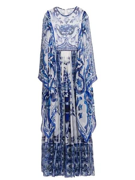 Платье макси Blu Mediterraneo Painterly Dolce&Gabbana, цвет tris maioliche