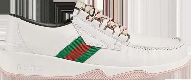 Кроссовки Gucci Leather Web Lace Up Low White, белый