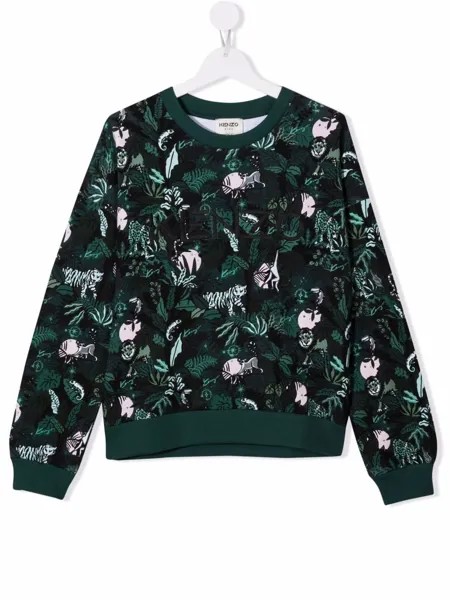 Kenzo Kids толстовка с вышитым логотипом и принтом