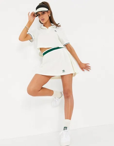 Белая плиссированная юбка с логотипом adidas Originals 'Tennis Luxe'