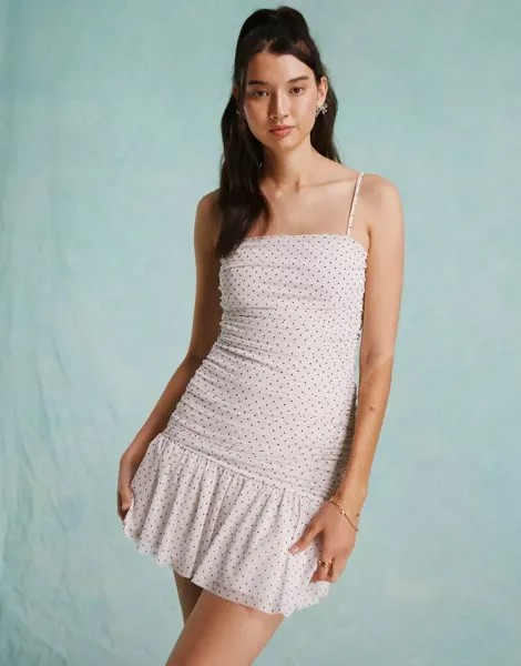 Платье Miss Selfridge с драпировкой и сборками в горошек
