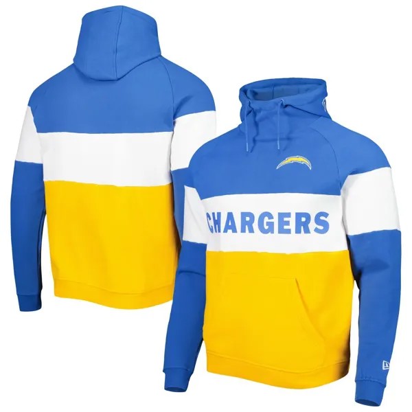 Мужской пуловер с капюшоном Los Angeles Chargers Colorblock Current золотого цвета New Era