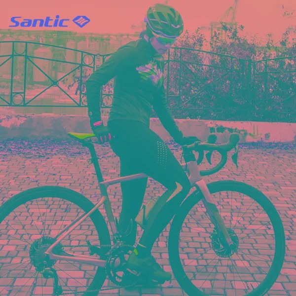 Женские велосипедные брюки Santic, зимний флисовый теплый комбинезон, велосипедные длинные брюки, одежда для триатлона, дорожного велосипеда, ...