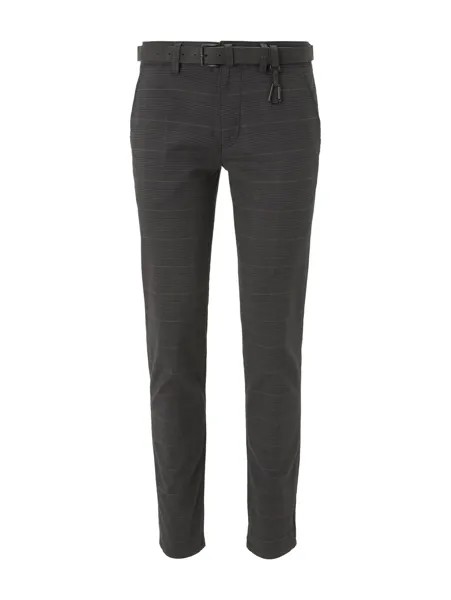 Тканевые брюки TOM TAILOR Denim Stoff/Chino Chino mit Gürtel regular/straight, серый