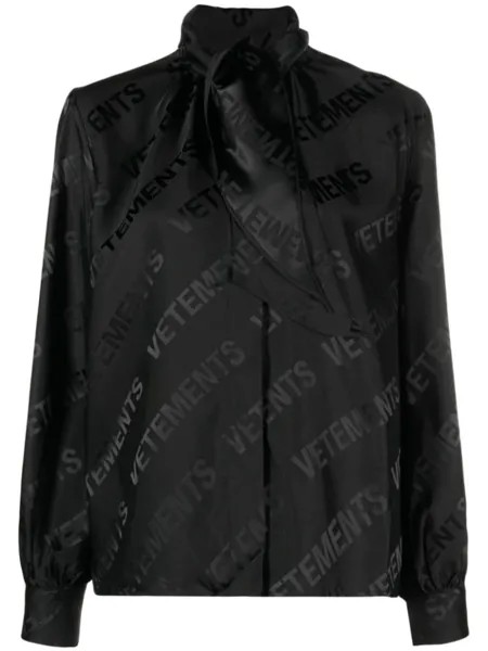 VETEMENTS рубашка с жаккардовым логотипом, черный