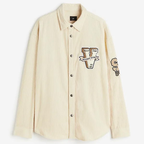 Куртка рубашка H&M Oversized Fit Corduroy Westcoast Victory, светло-бежевый