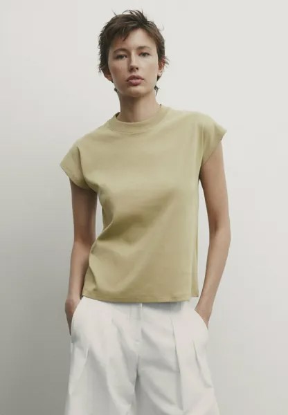 Базовая футболка Drop Sleeve Massimo Dutti, цвет light green