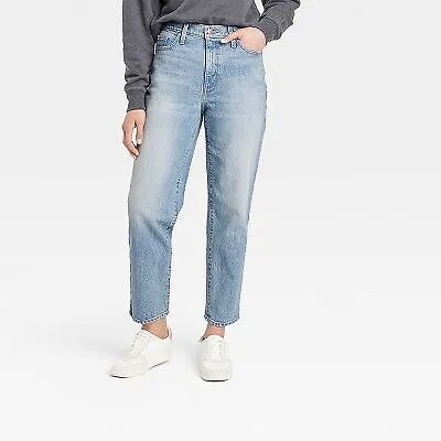 Женские винтажные прямые джинсы с высокой посадкой - универсальная резьба индиго 8