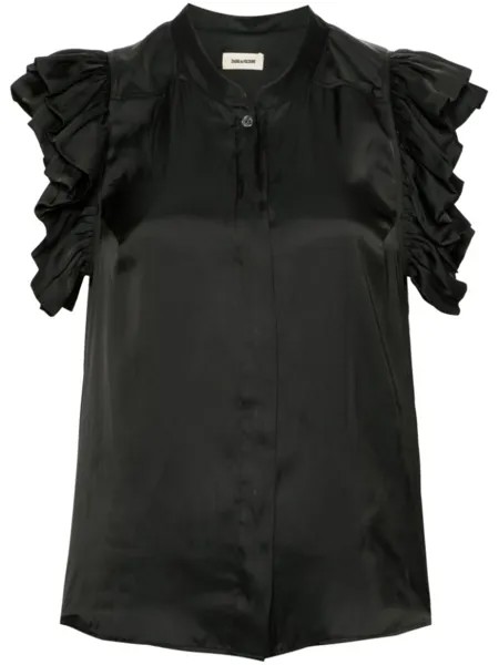 Zadig&Voltaire атласная блузка Tiza с оборками, черный