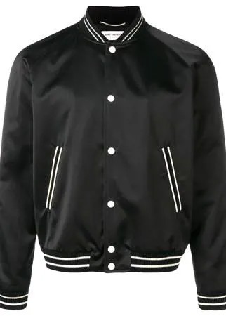 Saint Laurent куртка-бомбер с отделкой