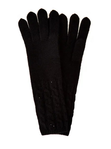 Кашемировые перчатки с вязаным узором и пайетками