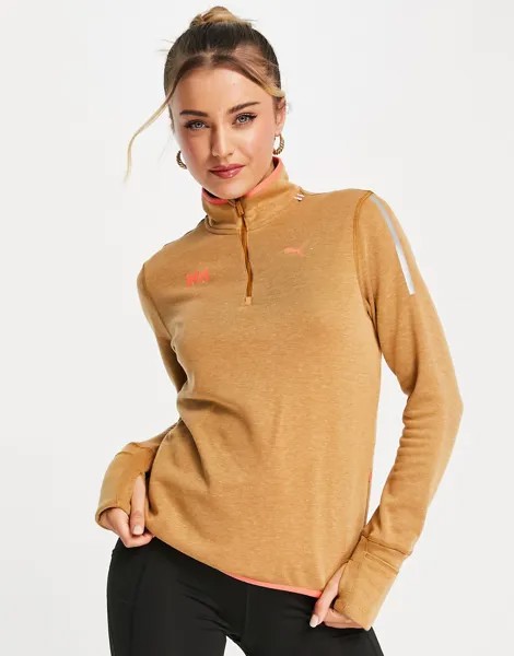 Спортивный лонгслив светло-коричневого цвета Puma x Helly Hansen-Коричневый цвет