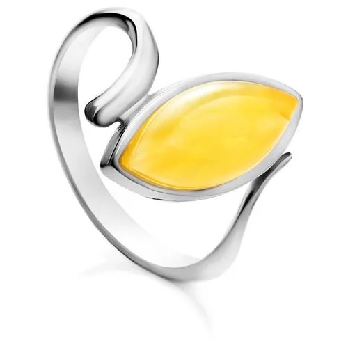 Amberholl Серебряное кольцо с янтарем медового цвета «Адажио»