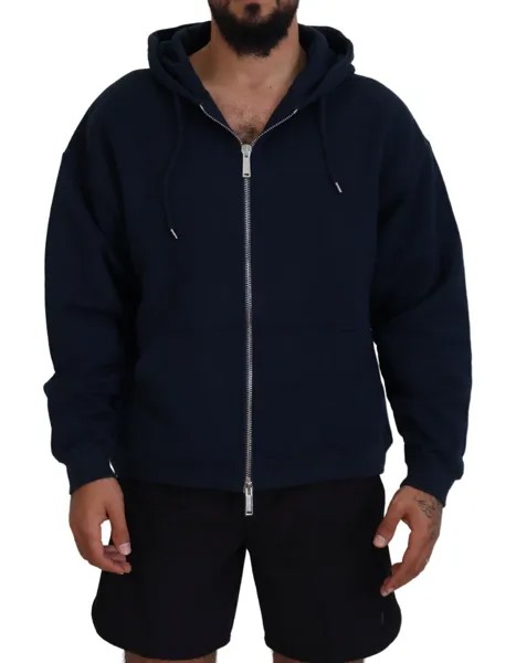 DSQUARED2 Свитер Синяя хлопковая мужская куртка на молнии с капюшоном IT48/US38/M Рекомендуемая розничная цена 800 долларов США