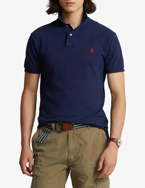Базовая рубашка-поло из сетки с короткими рукавами Ralph Lauren, синий