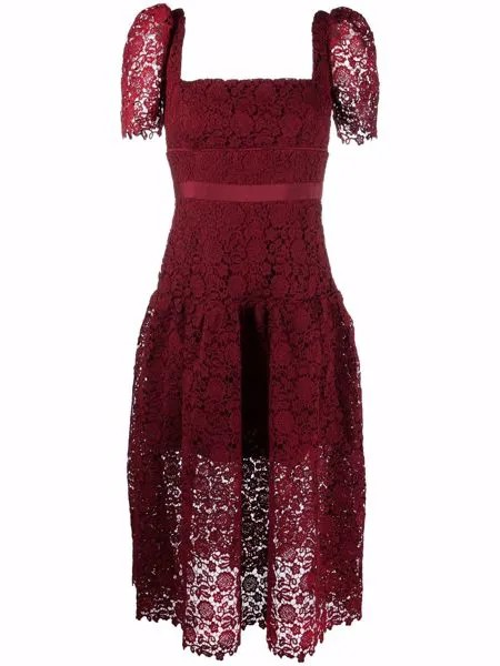 Self-Portrait guipure lace midi dress