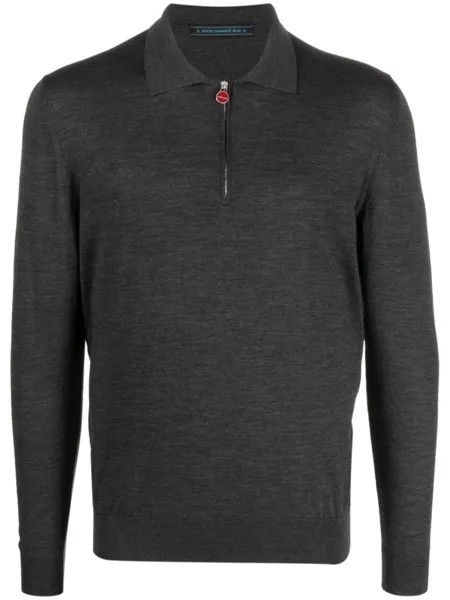 Kiton шерстяная рубашка поло на молнии, серый