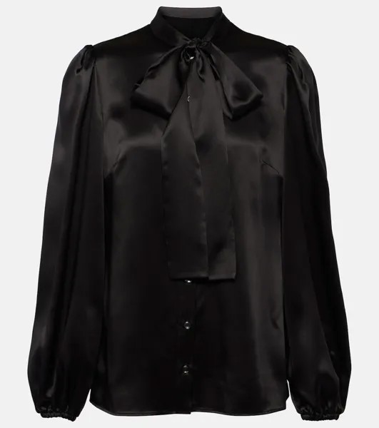 Блузка из шелкового атласа с бантом Dolce&Gabbana, черный