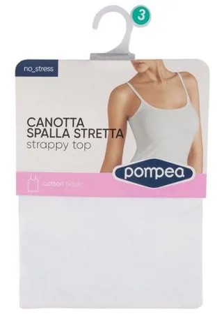 Майка Pompea, CANOTTA S.S COTTON на тонких бретелях, (хлопок), размер 3, белый