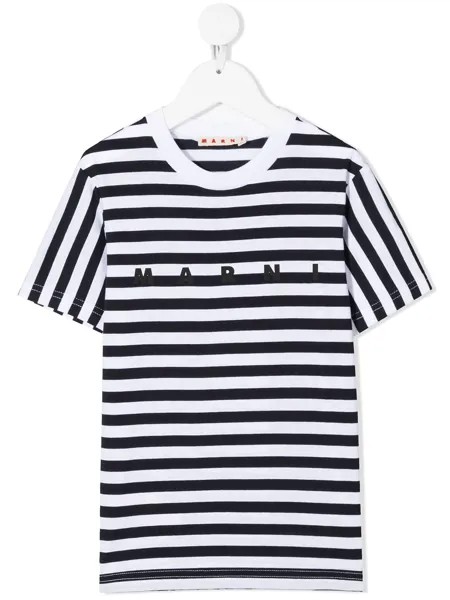 Marni Kids полосатая футболка с логотипом