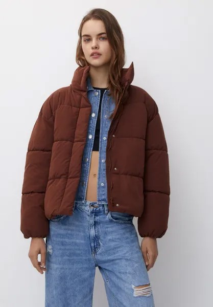 Куртка зимняя Puffer With A Funnel Collar PULL&BEAR, коричневый