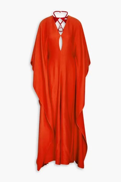 Платье макси из шелкового джерси с драпировкой и вырезом Chloé, цвет Tomato red