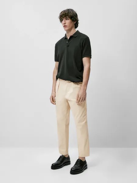 Рубашка поло из 100% хлопка пике Massimo Dutti, зеленый