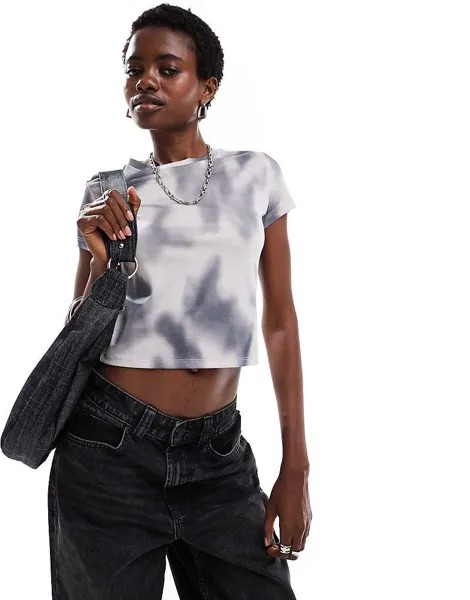 Monki 2013 Короткая футболка с короткими рукавами и серым эффектом тай-дай