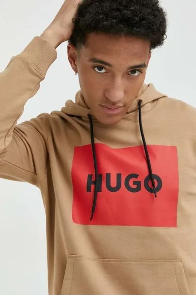 Хлопковая толстовка Hugo, бежевый