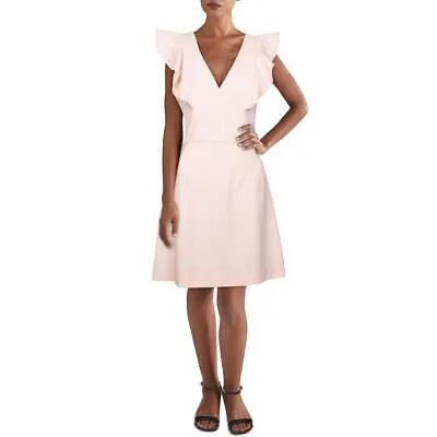 Женское розовое платье прямого кроя с v-образным вырезом и рюшами French Connection Whisper 6 BHFO 2698