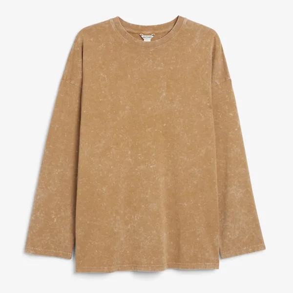 Футболка Monki Classic Long Sleeve, отбеленно-бежевый