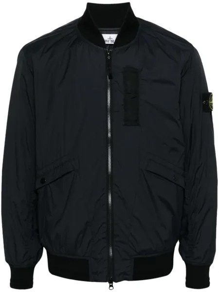 Stone Island бомбер на молнии с нашивкой Compass, черный