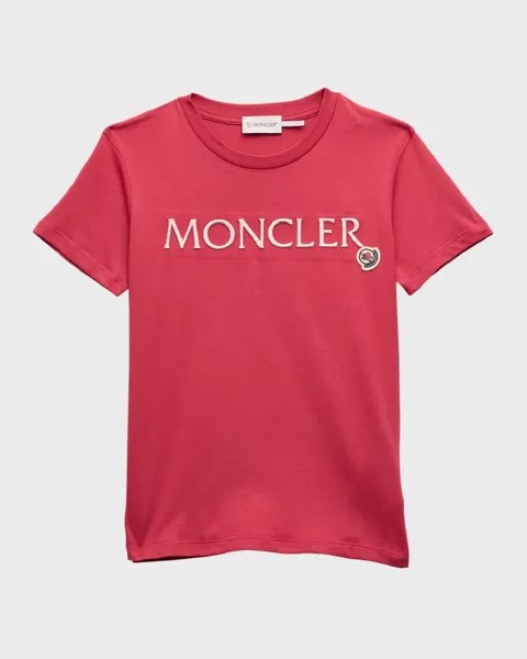 Футболка для девочек с вышитым логотипом Moncler, цвет Berry
