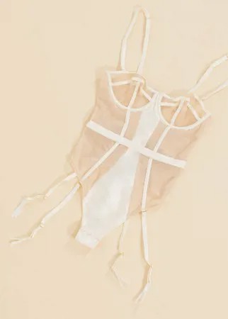 Боди цвета слоновой кости со съемными подвязками Figleaves-Белый