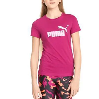 Футболка с круглым вырезом и короткими рукавами Puma Ess с логотипом для девочек, размер XS, спортивный костюм, повседневная одежда