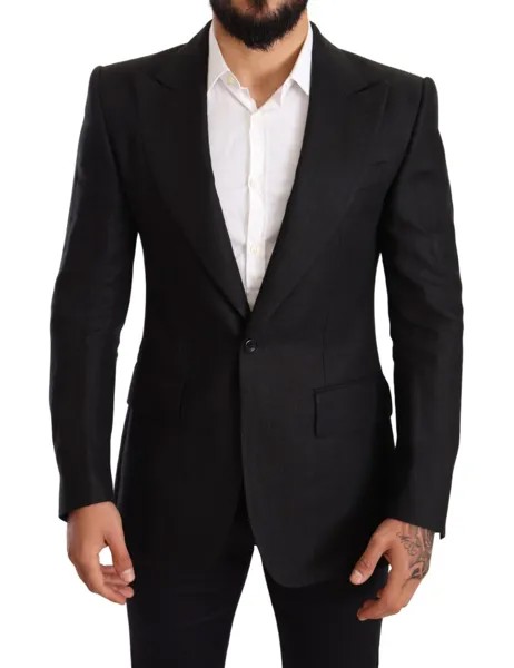 DOLCE - GABBANA Блейзер Черный льняной приталенный пиджак IT48/ US38 / M Рекомендуемая розничная цена 2200 долларов США