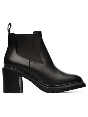 CAMPER Женские черные кожаные ботинки на каблуке с застежкой-молнией и квадратным носком с гибким вертикальным носком 10