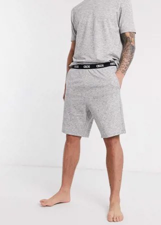Темно-серая меланжевая пижама с футболкой и шортами ASOS DESIGN-Серый