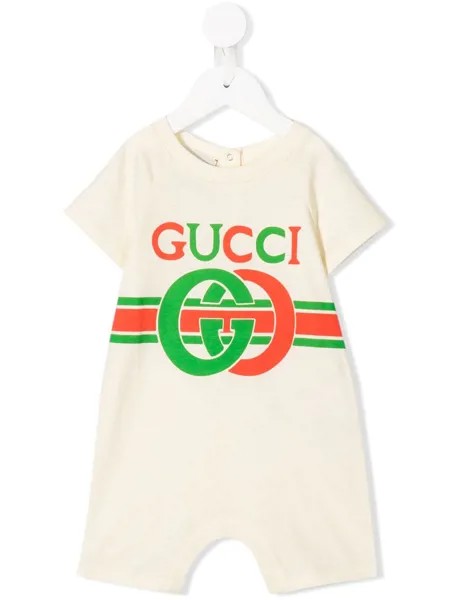 Gucci Kids комбинезон с принтом Baby Interlocking G