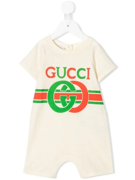 Gucci Kids комбинезон с принтом Baby Interlocking G
