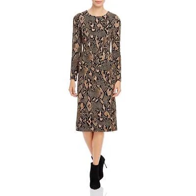 Женское платье миди Donna Karan со змеиным принтом и круглым вырезом BHFO 8103