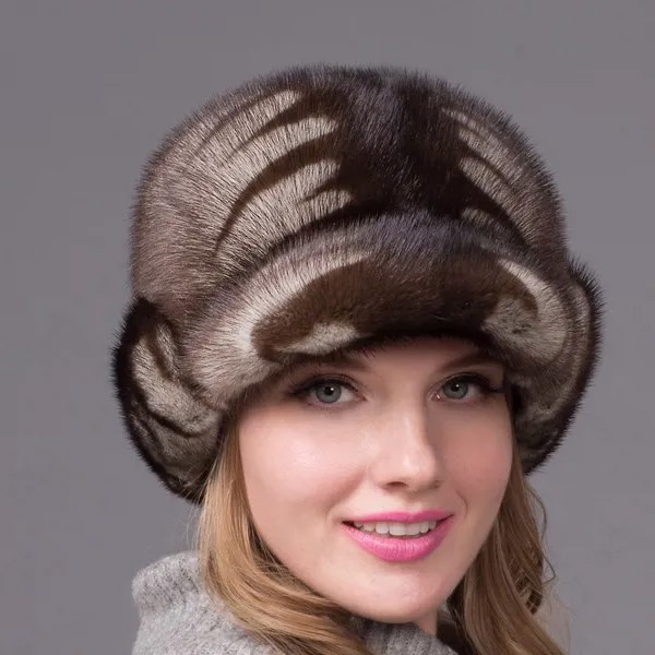 JKP, шапка женская, натуральная замша, наушники, зимняя, теплая, женская, меховая шапка, норковый мех, берет, русская, высококачественная, элега...