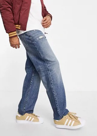 Тонированные мешковатые джинсы с потертостями ASOS DESIGN-Голубой