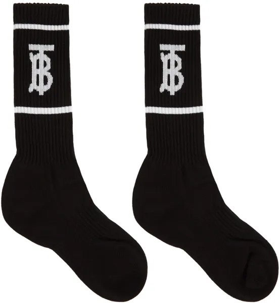 Черные носки вязки интарсия с монограммой Burberry